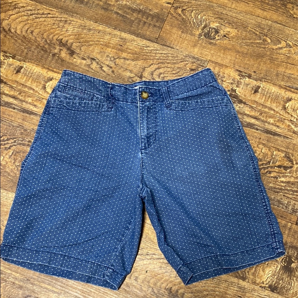 Kim Rogers size 6 Blue Polka Dot Women's Bermuda Shorts stretch faded‎ casual